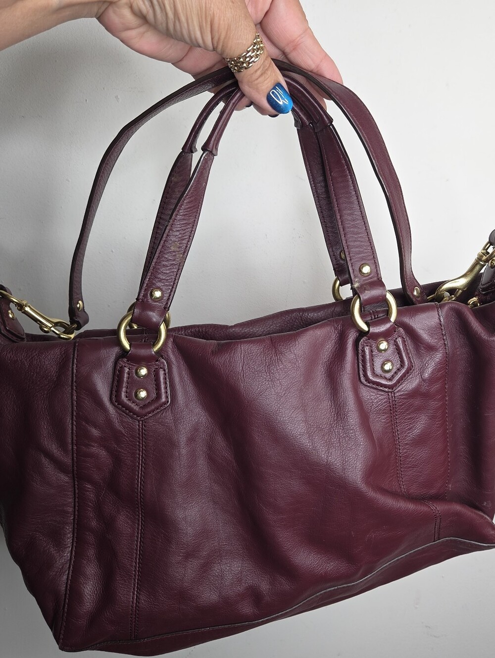 Coach Bag F1373-F25151 Leather Buckle Satchel Shoulder Burgundy F25151 - Picture 3 of 16